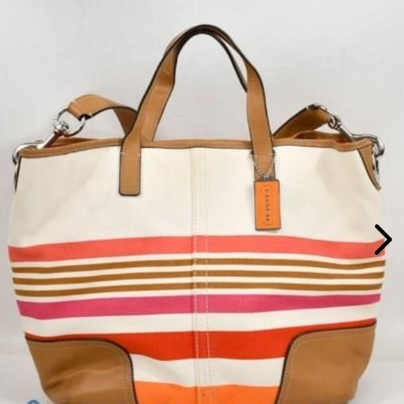 Coach Handbags - COACH EUC HADLEY STRIPED DUFFLE SHOULDER BAG
